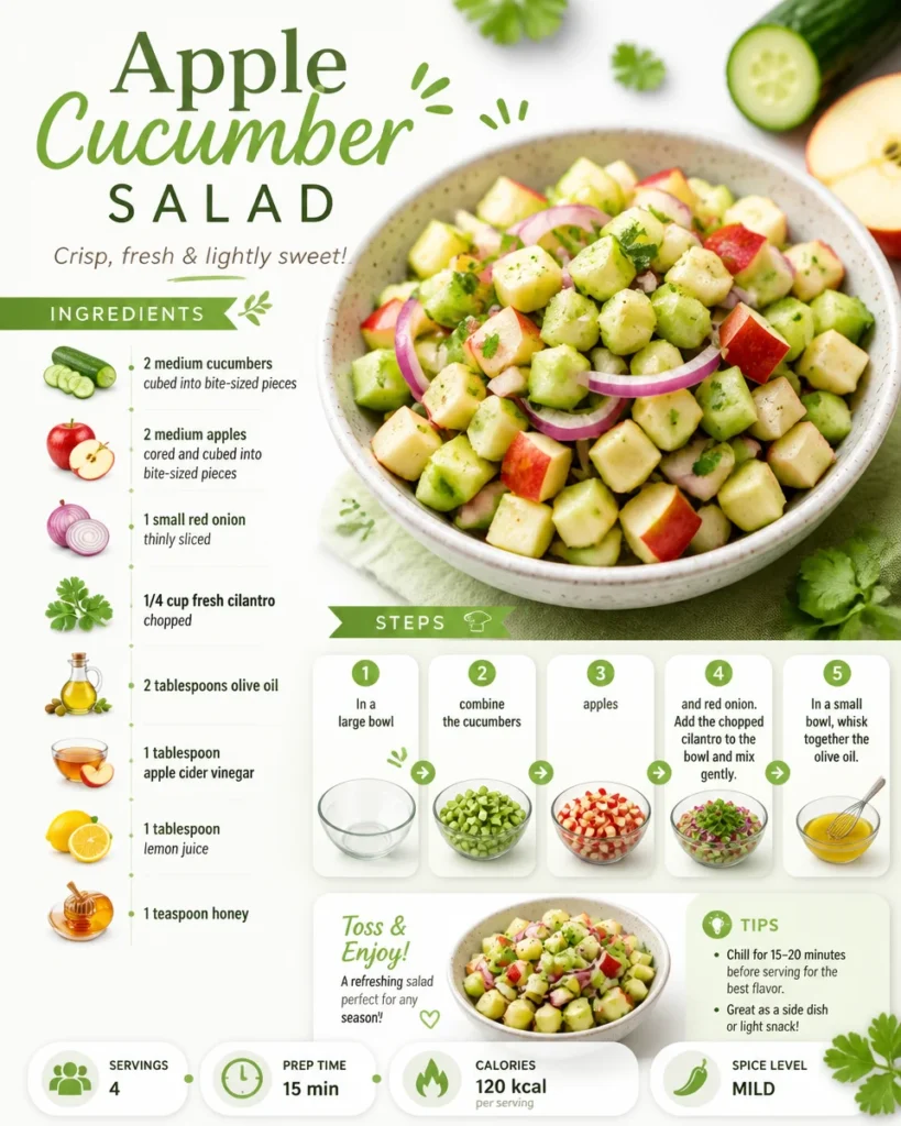 Fresh Apple Cucumber Salad with ingredients in a bowl