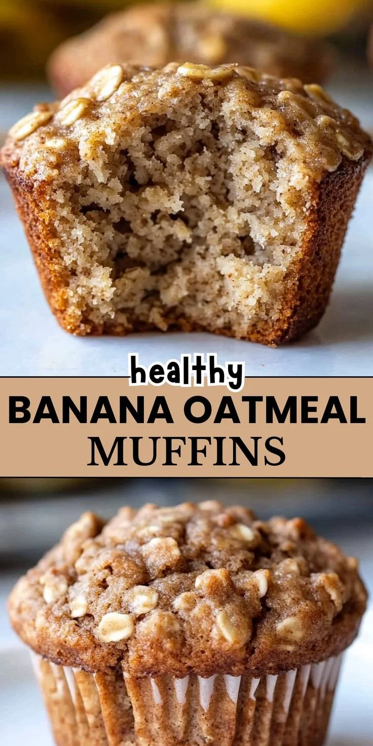 Baked banana oatmeal muffins fresh out of the oven, perfect for breakfast or snacks.
