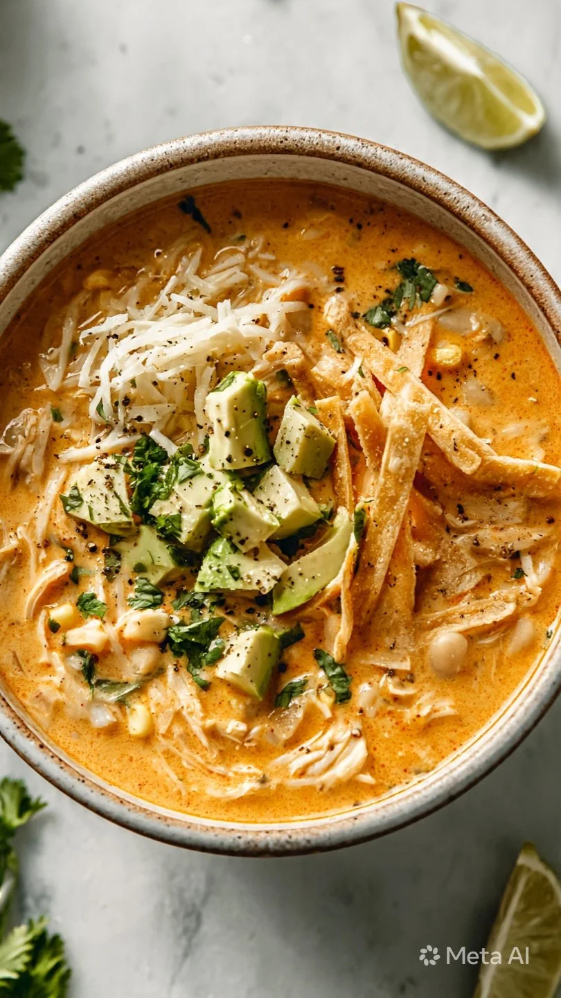 Healthy chicken chili with high protein ingredients in a bowl