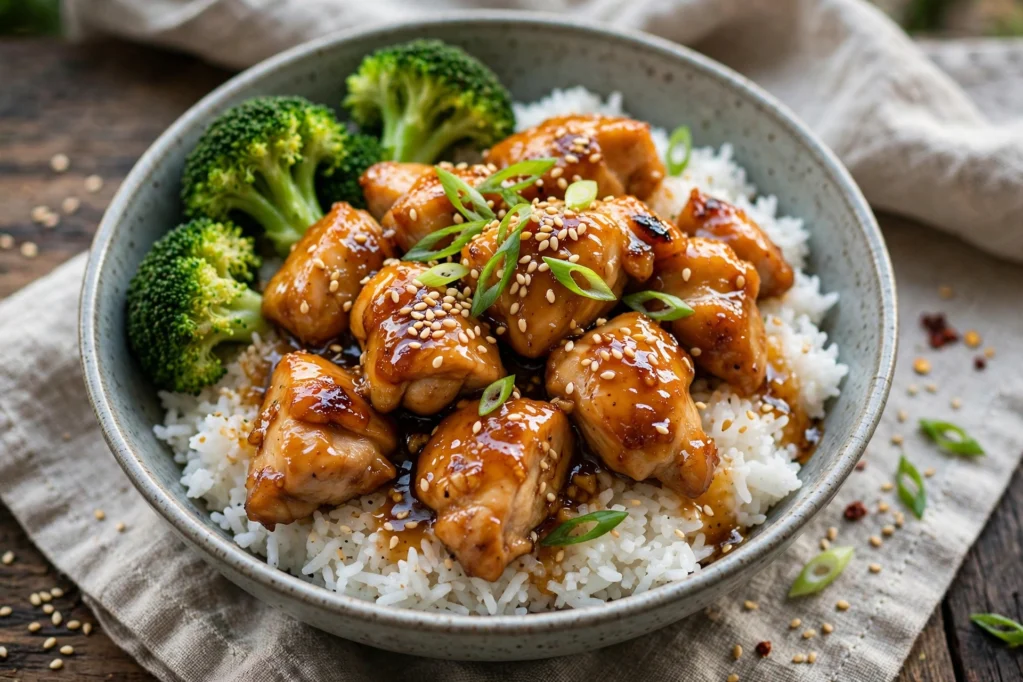 Honey Garlic Chicken Rice Bowl – 30-Minute Dinner