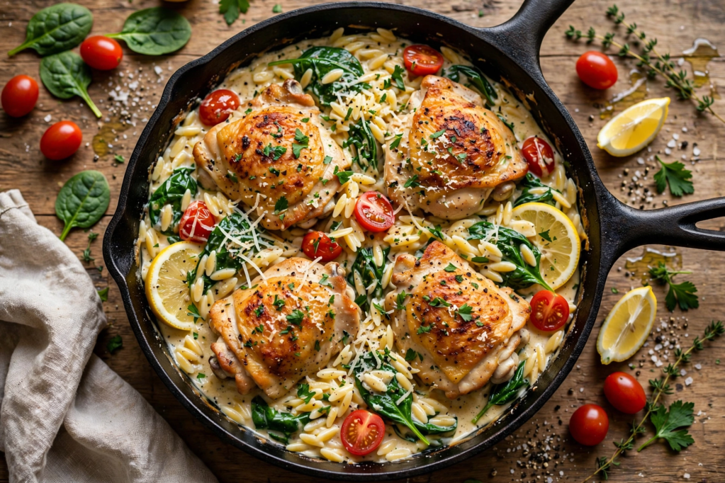One Pan Chicken and Orzo
